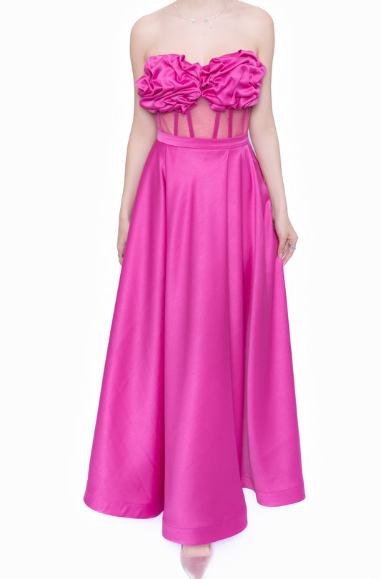 Rochie Roz Fucsia Essential Set: Corset & Fustă lungă
