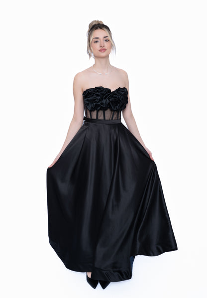 Rochie Neagră Essential Set: Corset & Fustă lungă
