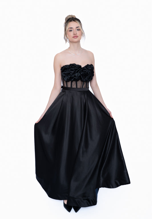 Rochie Neagră Essential Set: Corset & Fustă lungă