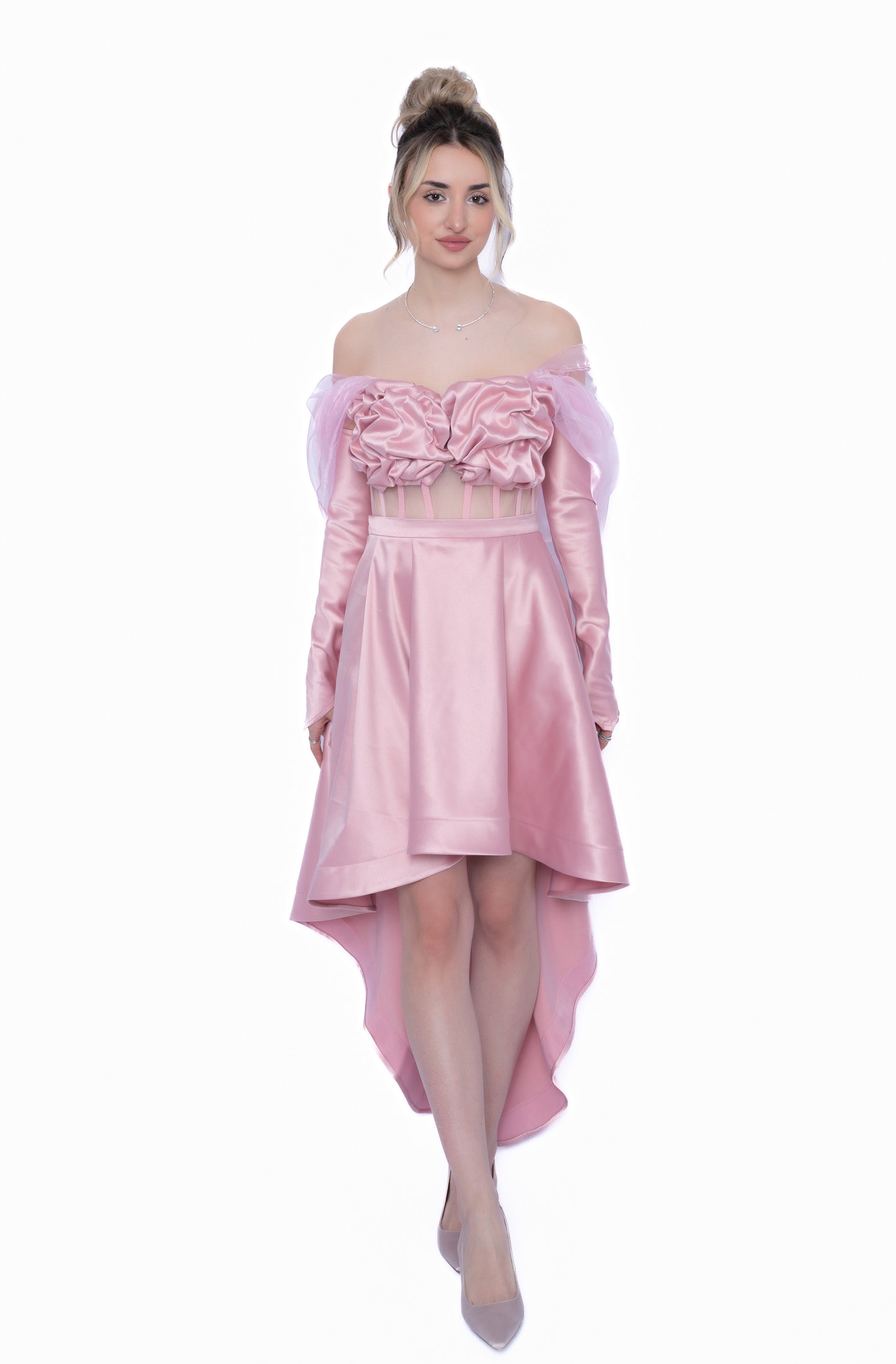 Rochie Roz Full Set: Corset, Fustă cu trenă & Accesorii inlcuse