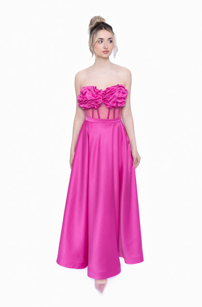 Rochie Roz Fucsia Essential Set: Corset & Fustă lungă