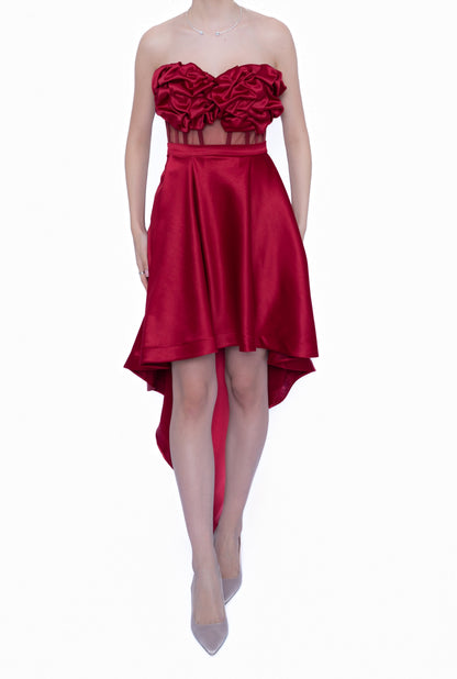 Rochie Burgundi Essential Set: Corset & Fustă cu trenă