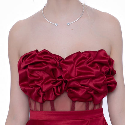 Rochie Burgundi Essential Set: Corset & Fustă scurta