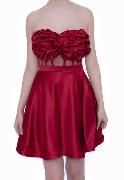 Rochie Burgundi Essential Set: Corset & Fustă scurta