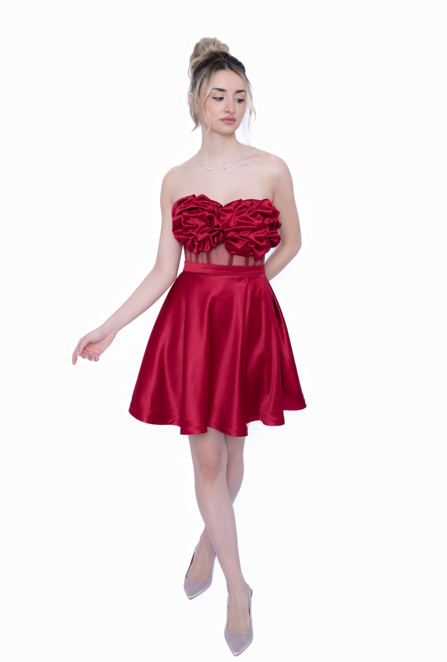 Rochie Burgundi Essential Set: Corset & Fustă scurta