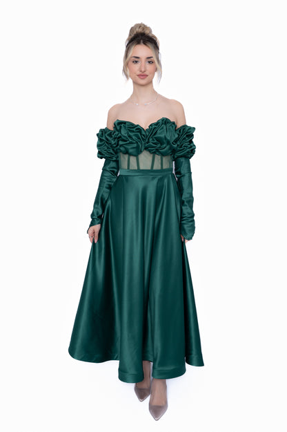 Fustă lungă Verde Smarald – Tafta Premium