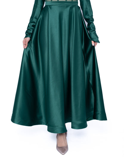 Rochie Verde Smarald Accent Set: Corset & Fustă lungă & accesorii