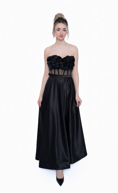 Rochie Neagră Essential Set: Corset & Fustă lungă