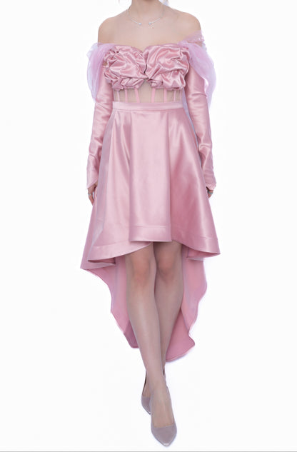 Rochie Roz Full Set: Corset, Fustă cu trenă & Accesorii inlcuse