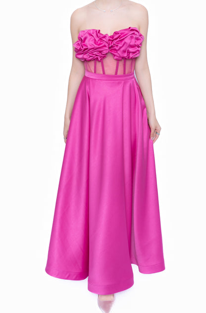 Rochie Roz Fucsia Essential Set: Corset & Fustă lungă