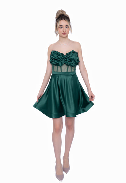 Set Essential LILA format din corset cu drapaj manual și fustă asimetrică verde